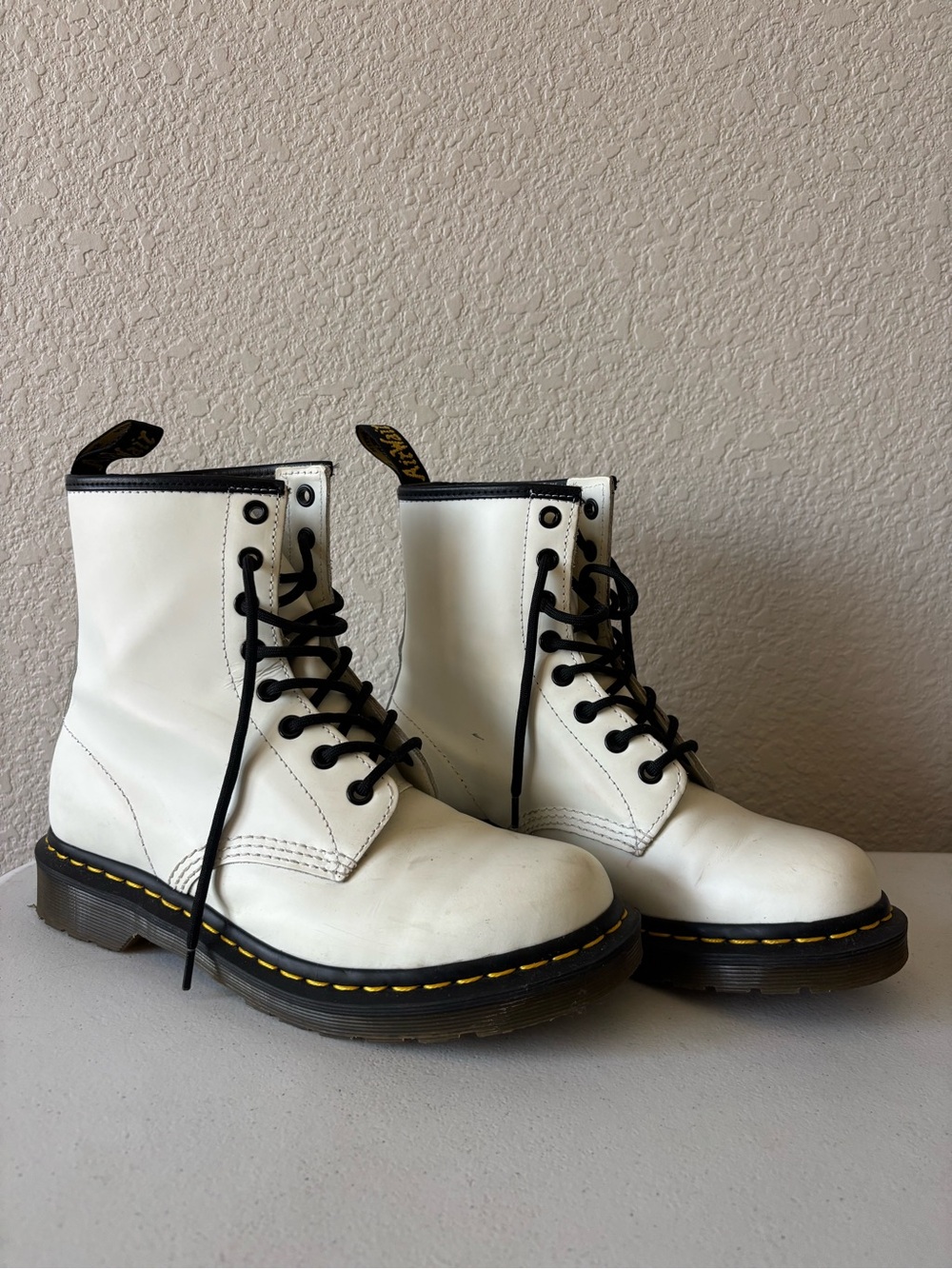 White Dr Martens Women’s Lace up boots